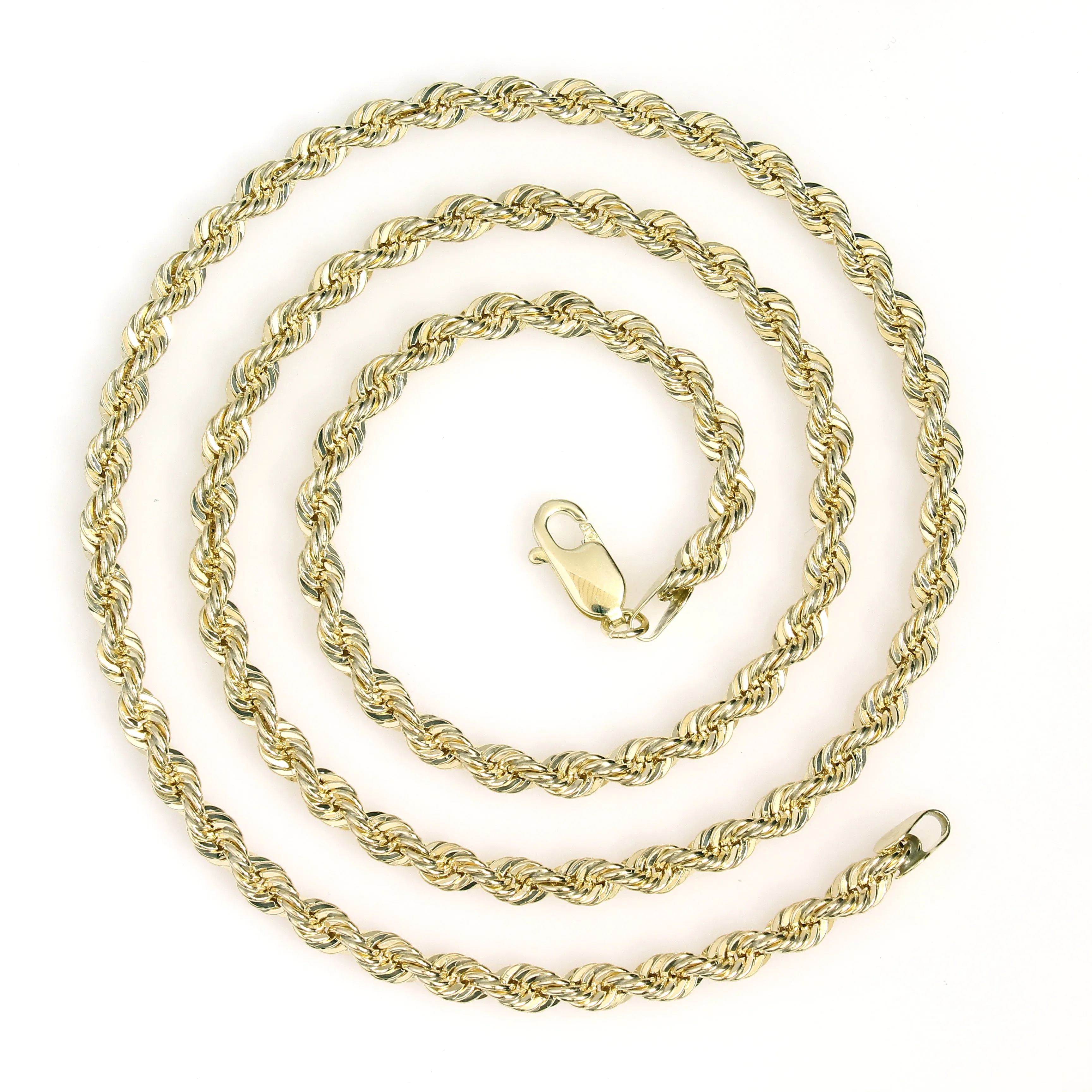 10K 8mm Yellow Gold Light Weight Diamond Cut Rope Chains