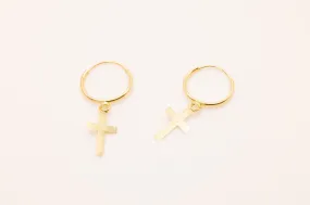 10K Gold Cross Wholesale Earrings, 1mm X .5mm, Solid 10K Gold