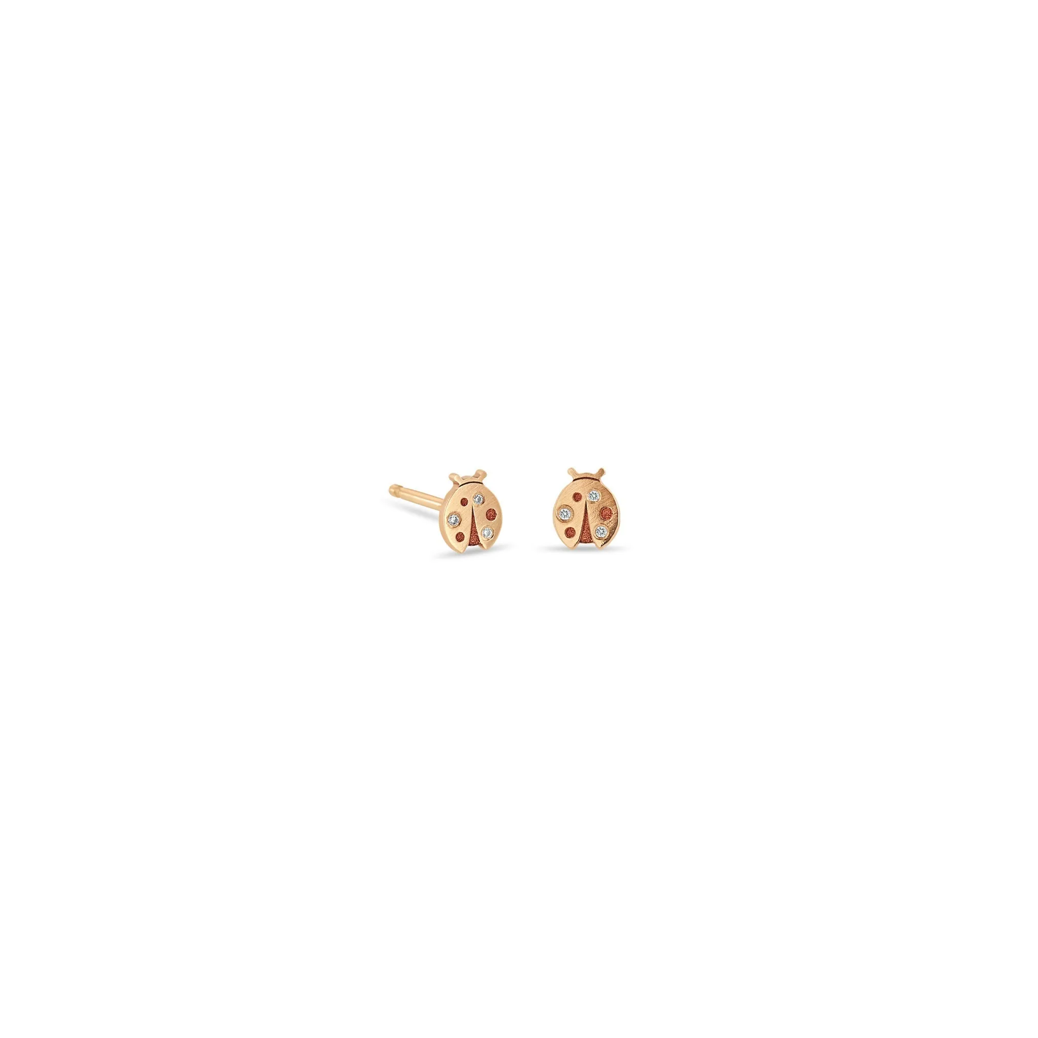 14k Itty Bitty Diamond Ladybug Stud