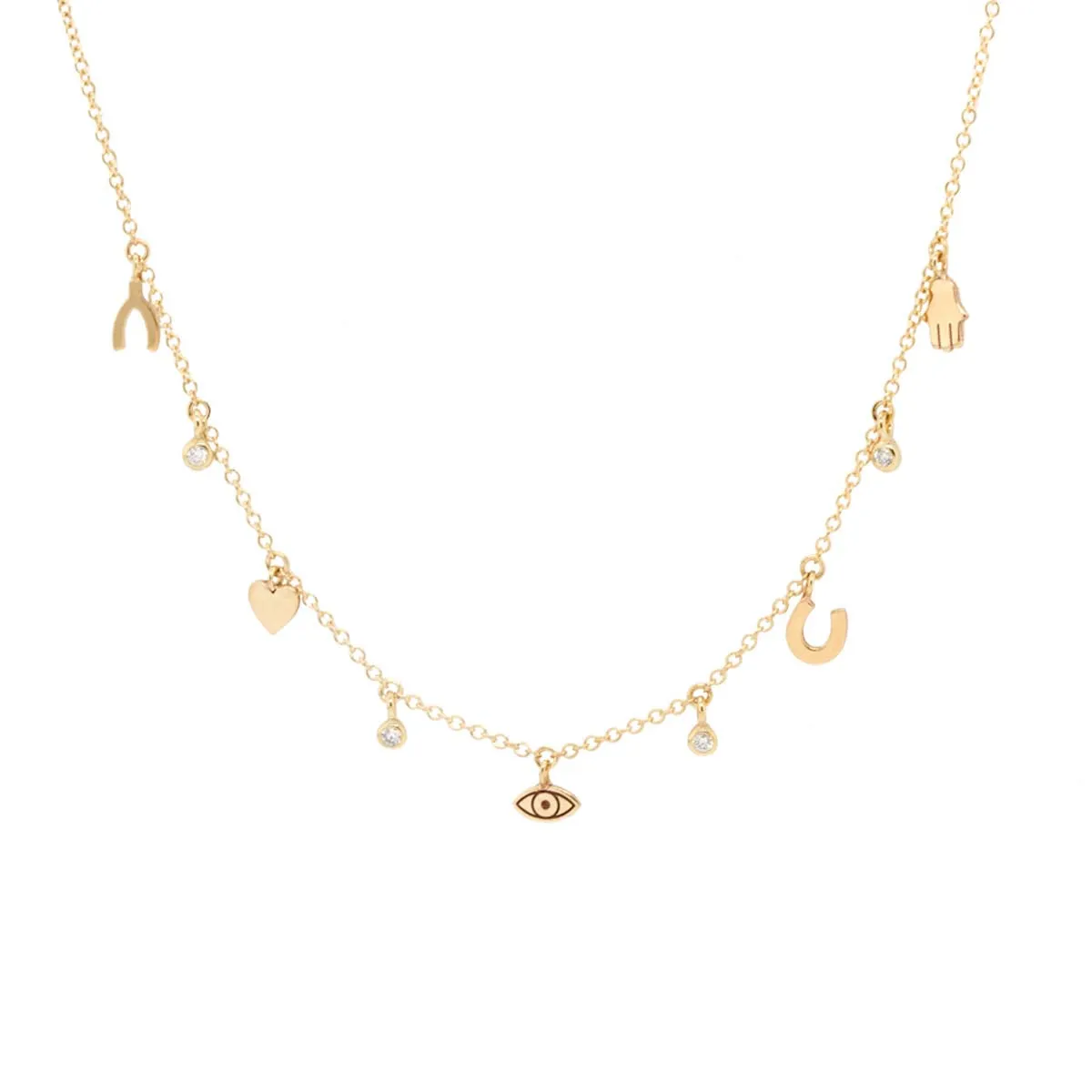 14k itty bitty Lucky Charms dangling diamond necklace