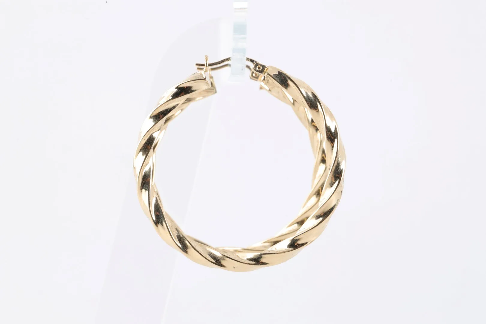 14k Yellow Gold Twisted Hoop Earrings (4.96g.)