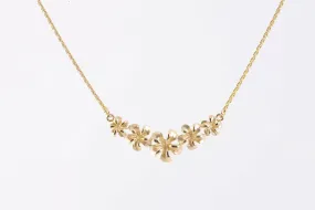 19" 14k Yellow Gold Wheat Chain Flower Necklace (7.85g.)