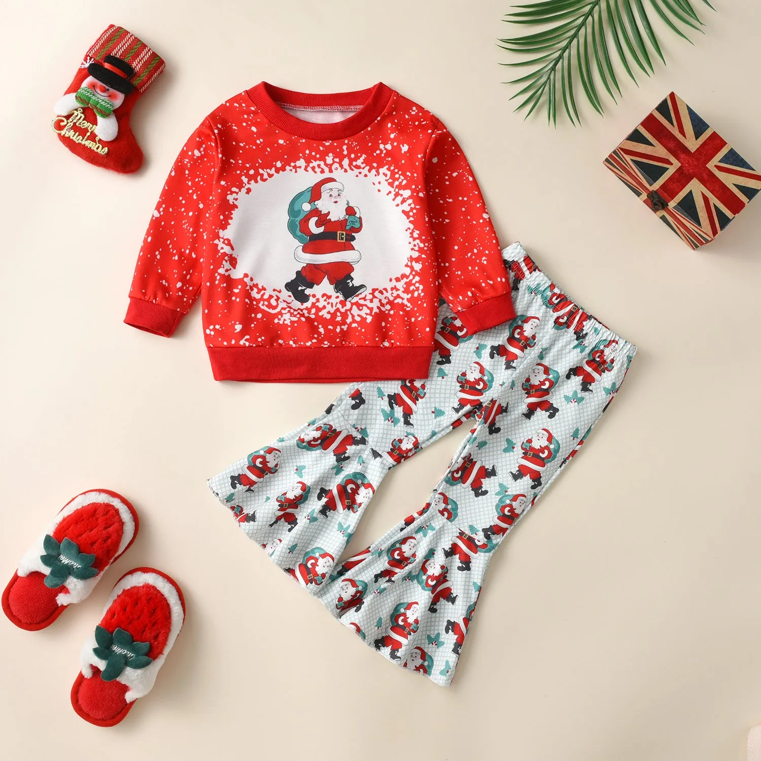 2 Pieces Set Baby Kid Girls Christmas Cartoon Print Hoodies Sweatshirts And Pants Wholesale 23101539