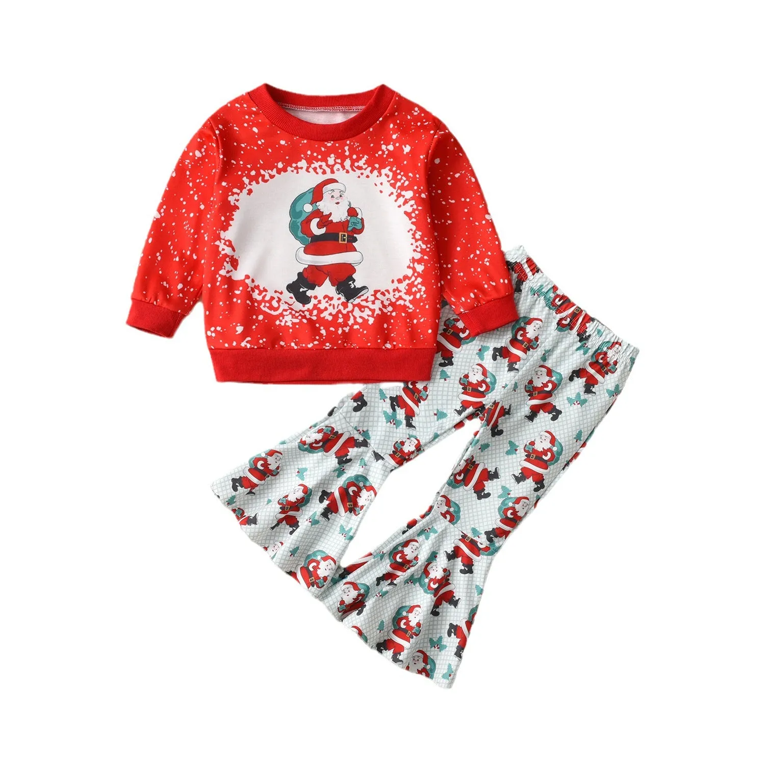 2 Pieces Set Baby Kid Girls Christmas Cartoon Print Hoodies Sweatshirts And Pants Wholesale 23101539