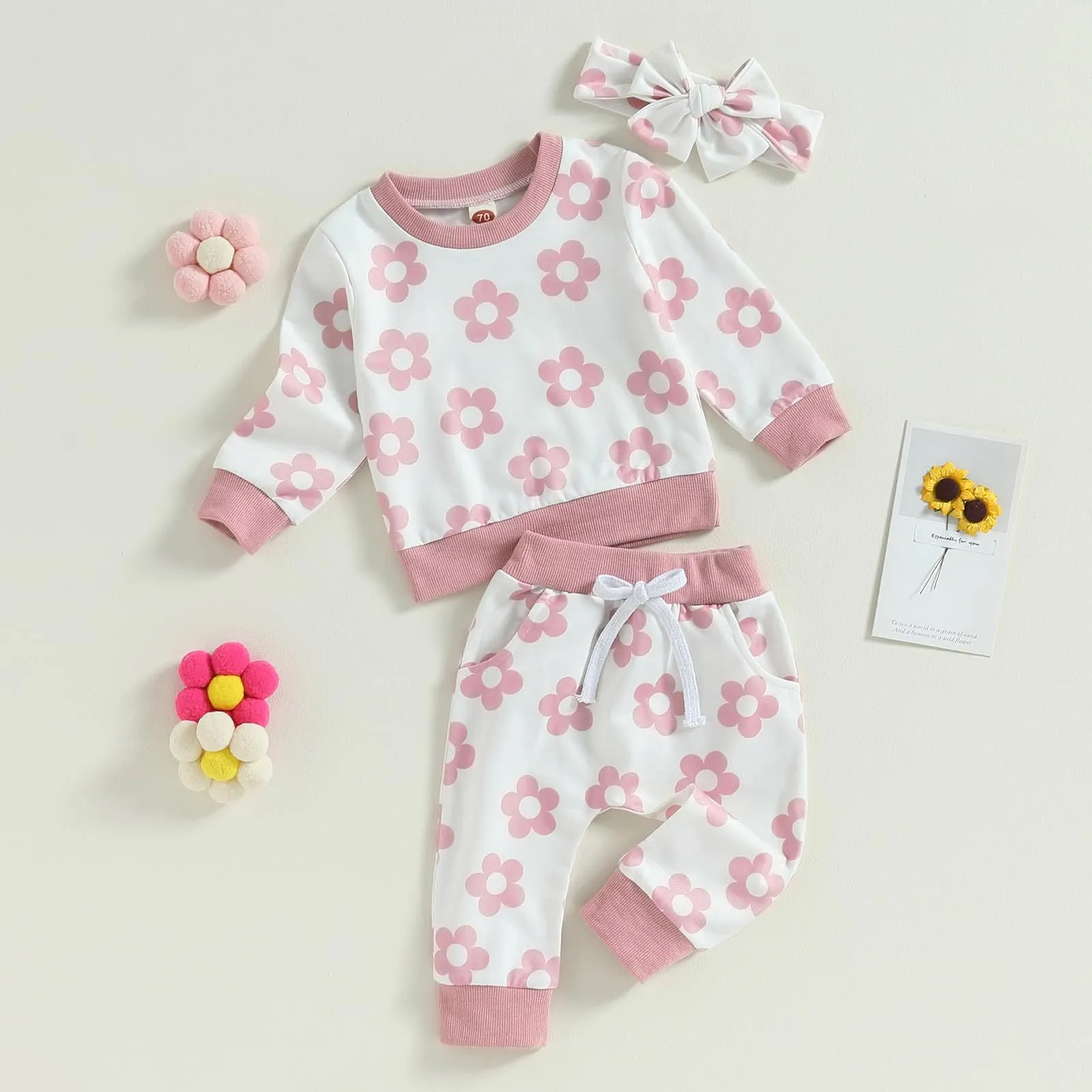 2 Pieces Set Baby Kid Girls Flower Print Tops And Pants Wholesale 231130168