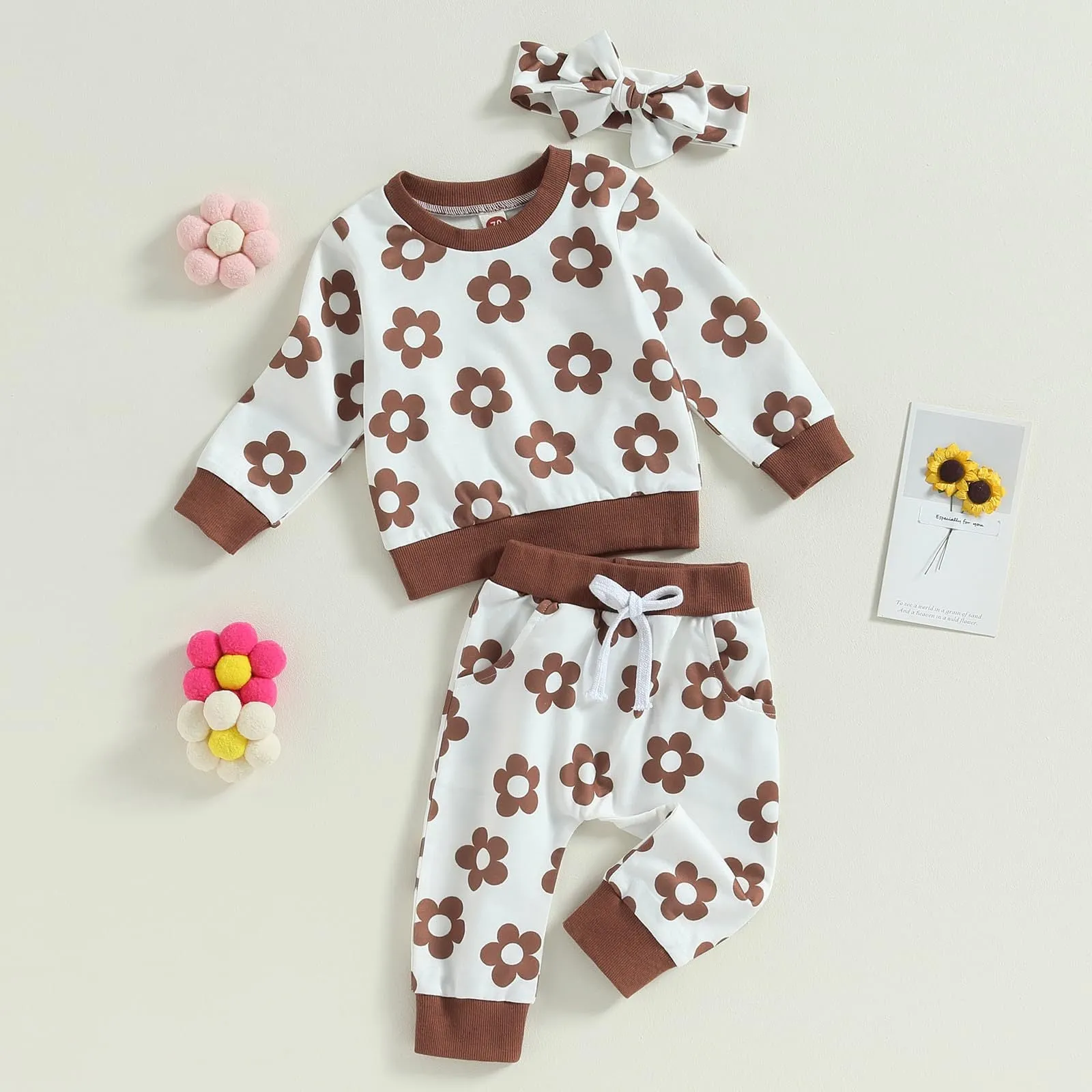 2 Pieces Set Baby Kid Girls Flower Print Tops And Pants Wholesale 231130168