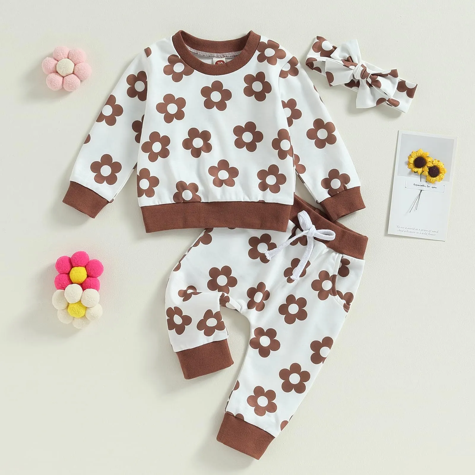 2 Pieces Set Baby Kid Girls Flower Print Tops And Pants Wholesale 231130168