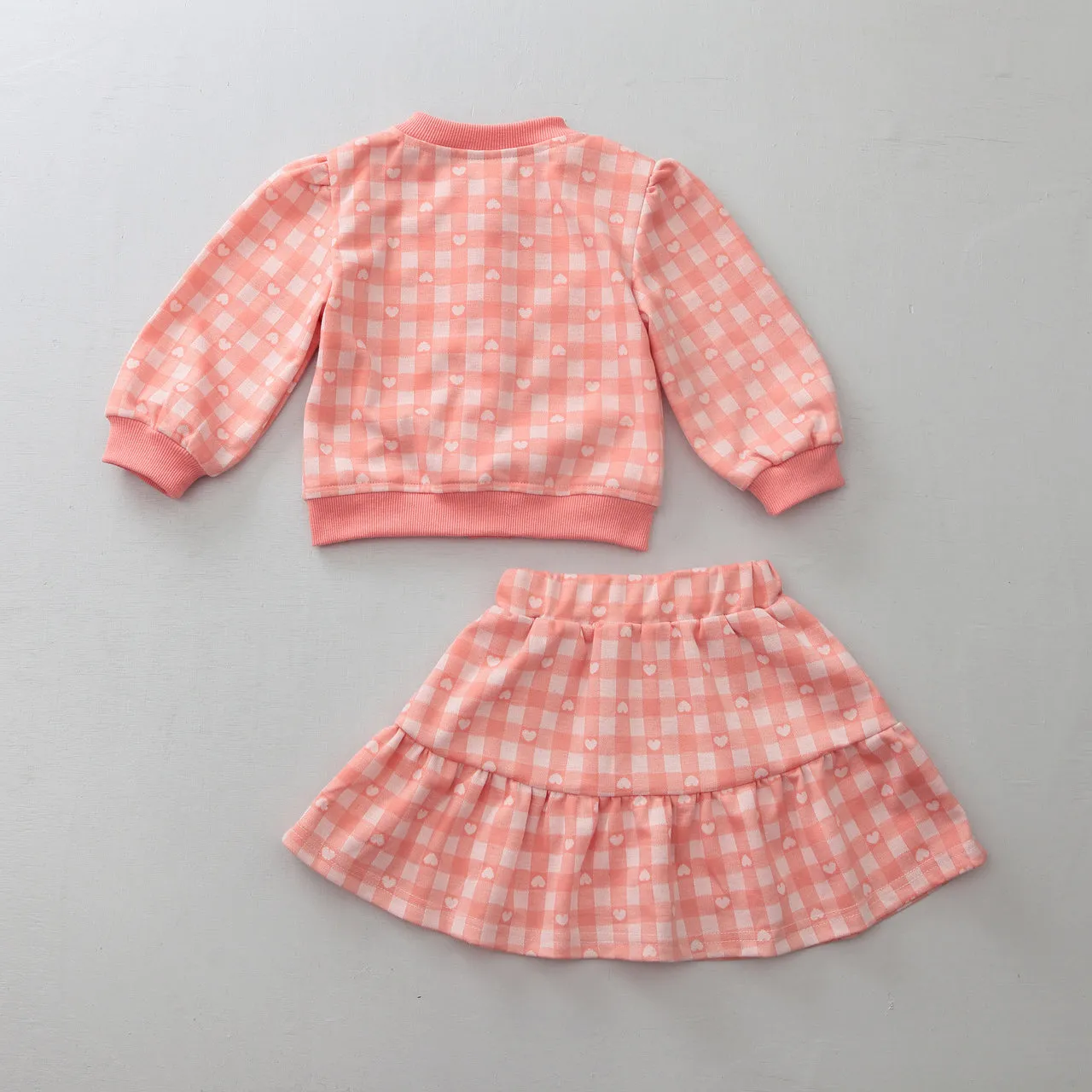 2 Pieces Set Baby Kid Girls Love heart Print Cardigan And Skirts Wholesale 231130136