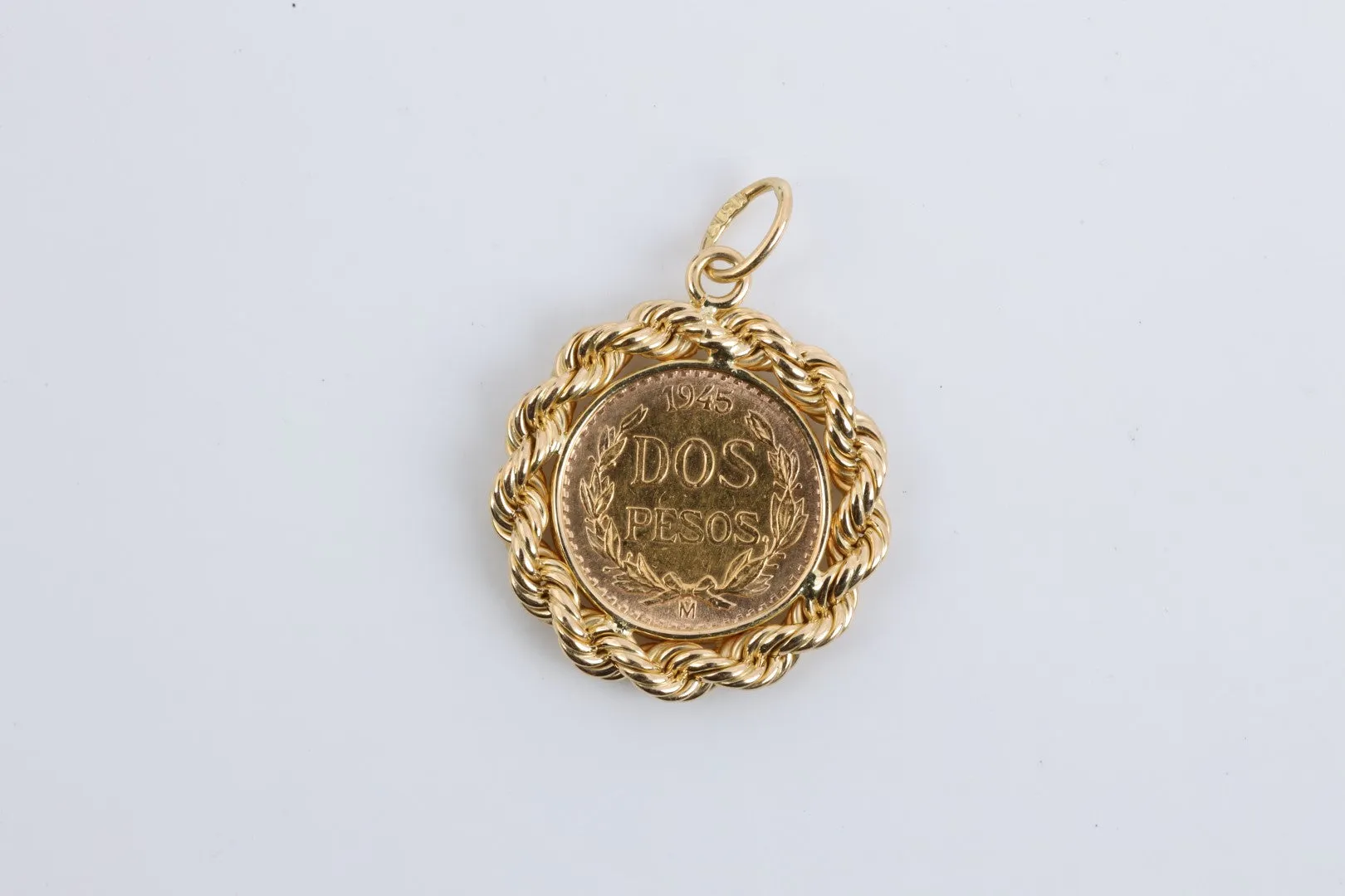 21k & 18k Yellow Gold Dos Pesos 1945 Coin Bezel Pendant (4.10g.)