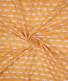 2.5 m yellow cotton hand block printed sanganeri kurta material