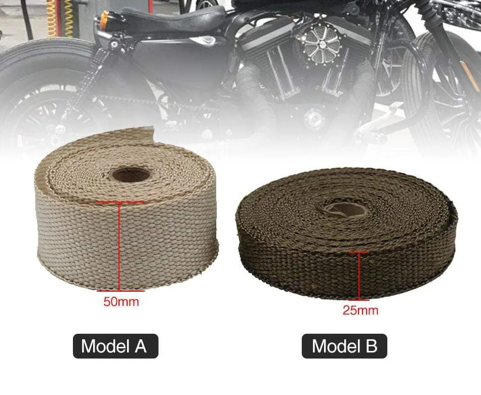 5M/10M/15M Fiberglass Exhaust Protection Pipe Heat Header Insulation Tape Turbo Wrap Insulating Wrap Tape Fireproof Cloth