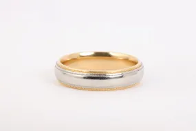 950 Platinum and 18k Yellow Gold Ring Band Size 10 (10.22g.)