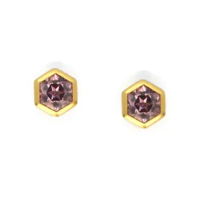 AF Jewelers - Gemstone Collection - Mini Bezel Set Studs with Pink Zircon, 18k Yellow Gold