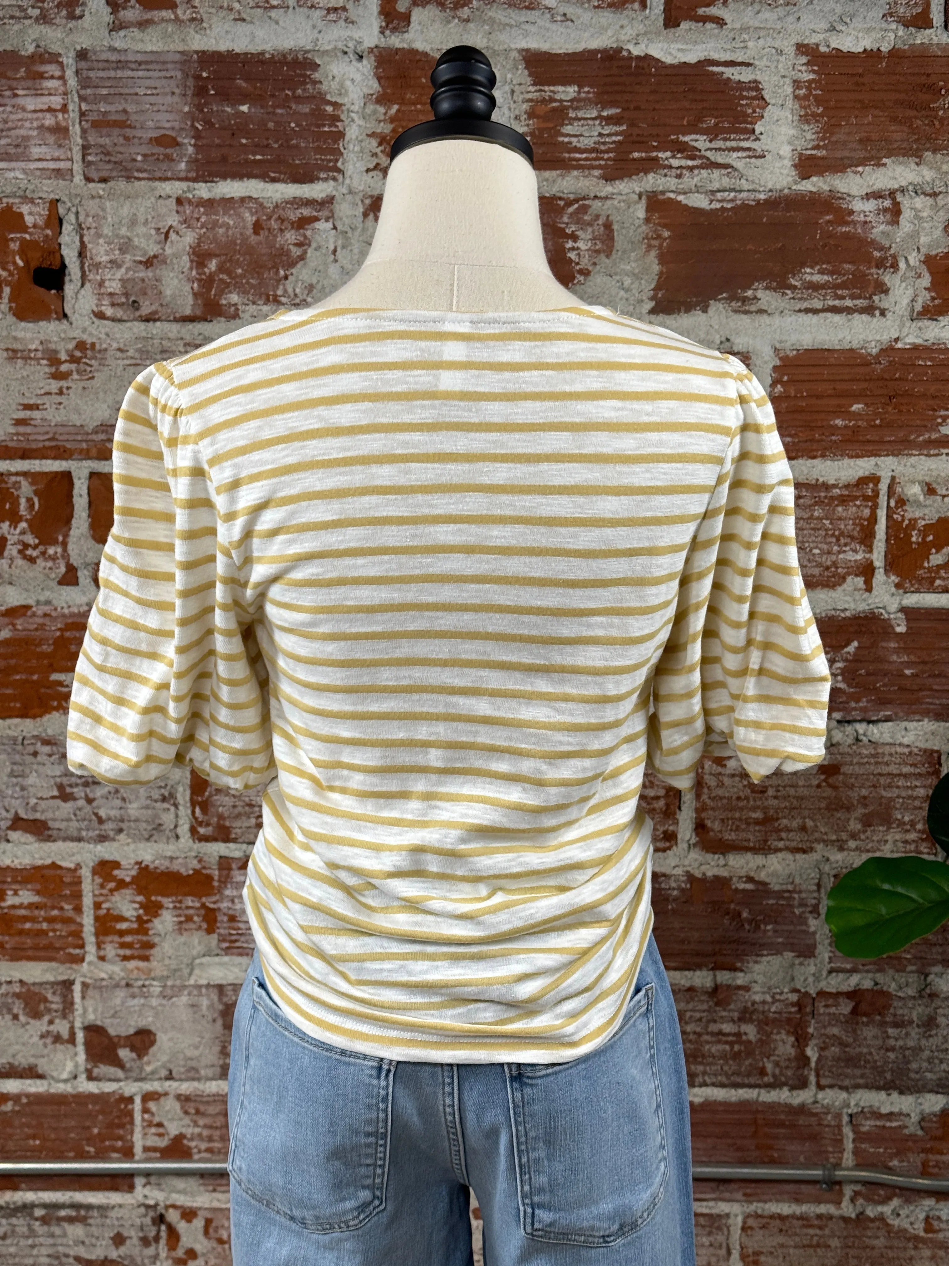 Amari Top in Yellow and Ivory Stripe