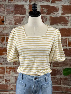 Amari Top in Yellow and Ivory Stripe