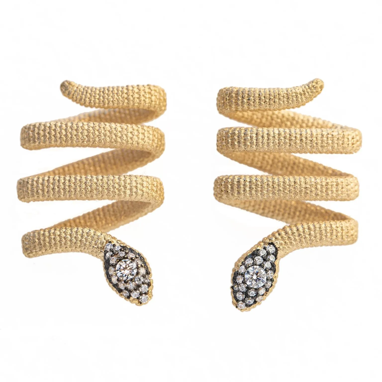 AMMANII Mehen Pavé Snake Wrap Earrings in Vermeil Gold