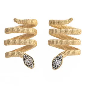 AMMANII Mehen Pavé Snake Wrap Earrings in Vermeil Gold