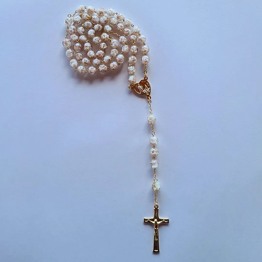 Apparitions Centennial Cream & Gold Murano Rosary