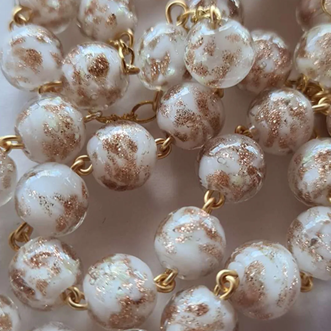 Apparitions Centennial Cream & Gold Murano Rosary