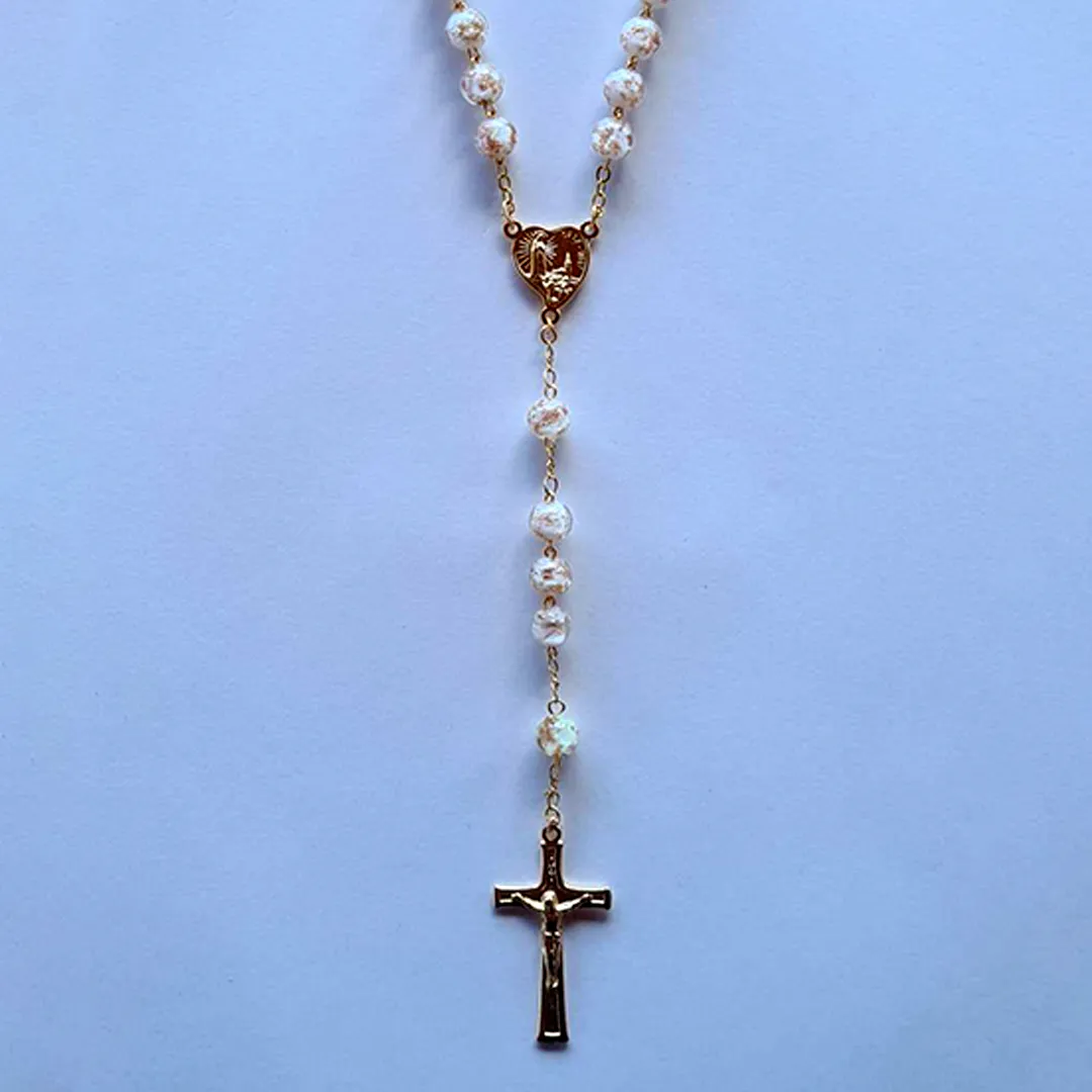 Apparitions Centennial Cream & Gold Murano Rosary