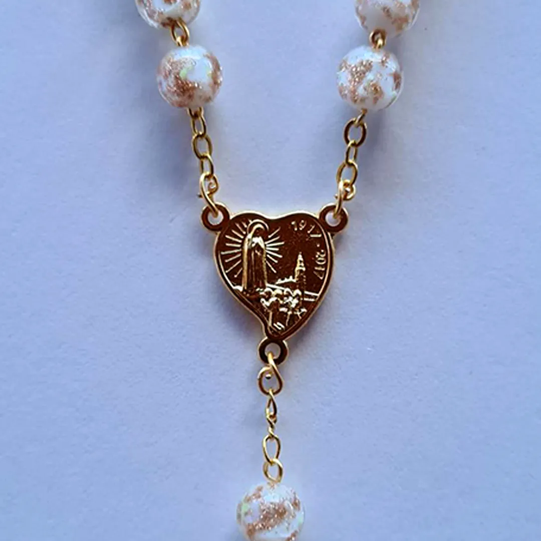 Apparitions Centennial Cream & Gold Murano Rosary