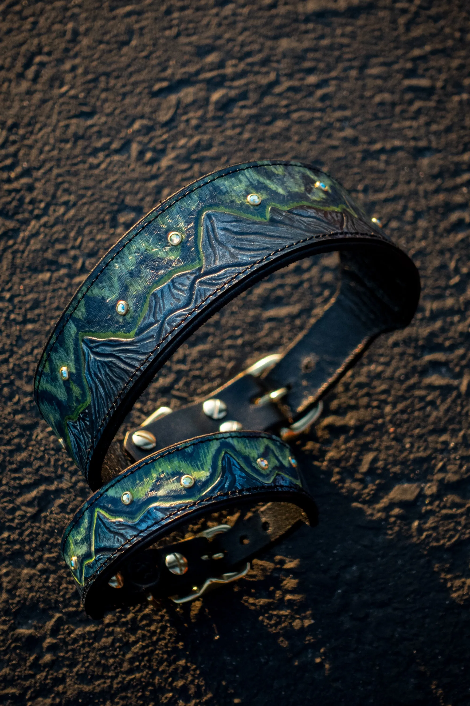 Aurora Borealis Leather Dog Collar