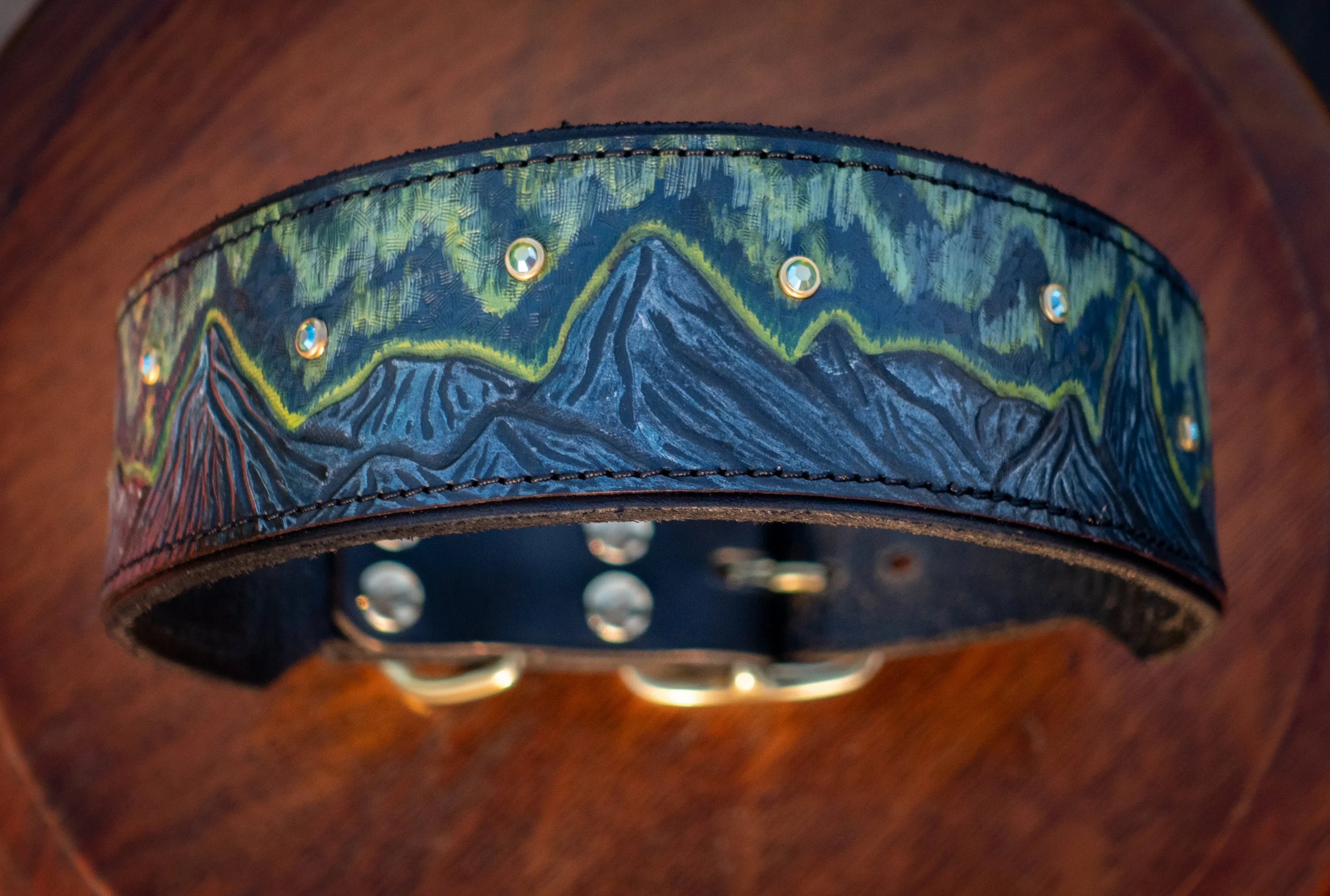 Aurora Borealis Leather Dog Collar