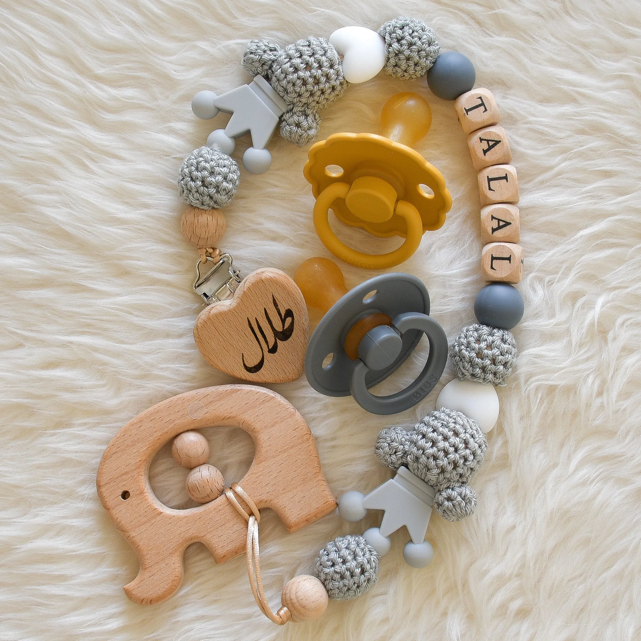 Baby Elephant Personalised Pacifier Clip