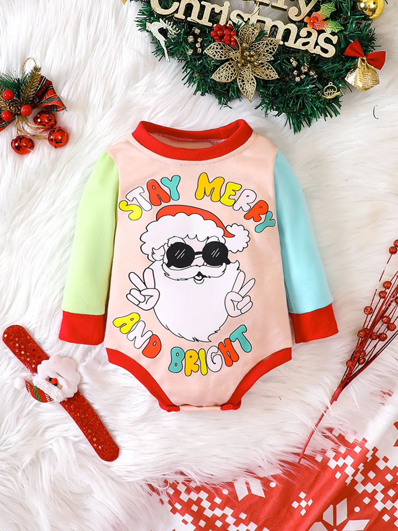 Baby Girls Boys Letters Color-blocking Cartoon Christmas Rompers Wholesale 23112101