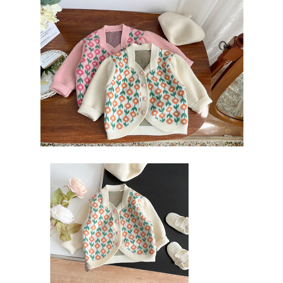 Baby Kid Girls Flower Crochet Print Cardigan Wholesale 230828353