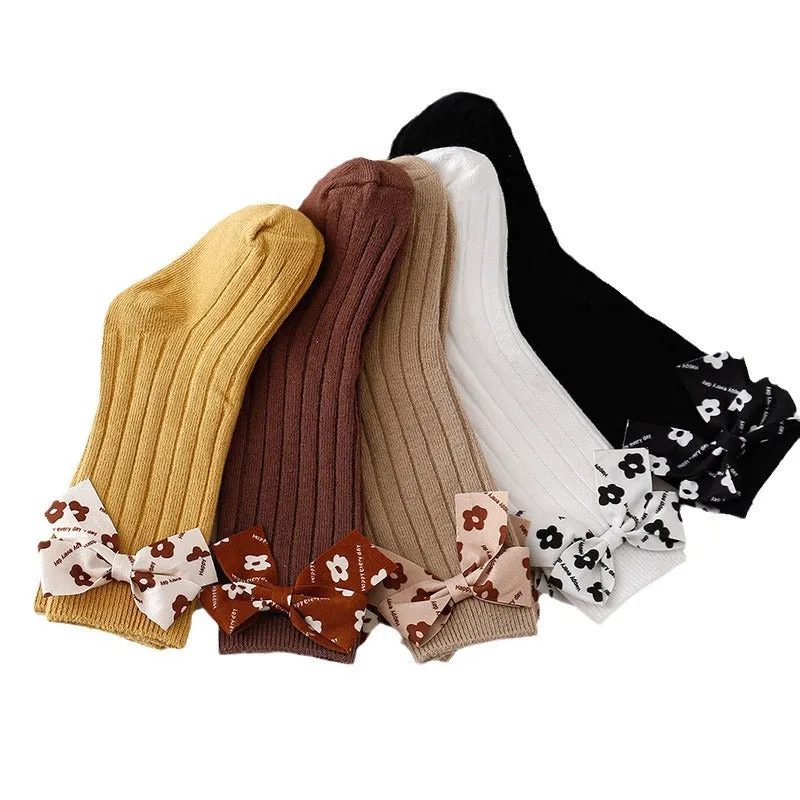 Baby Kid Girls Solid Color Bow Accessories Socks Wholesale 24011143