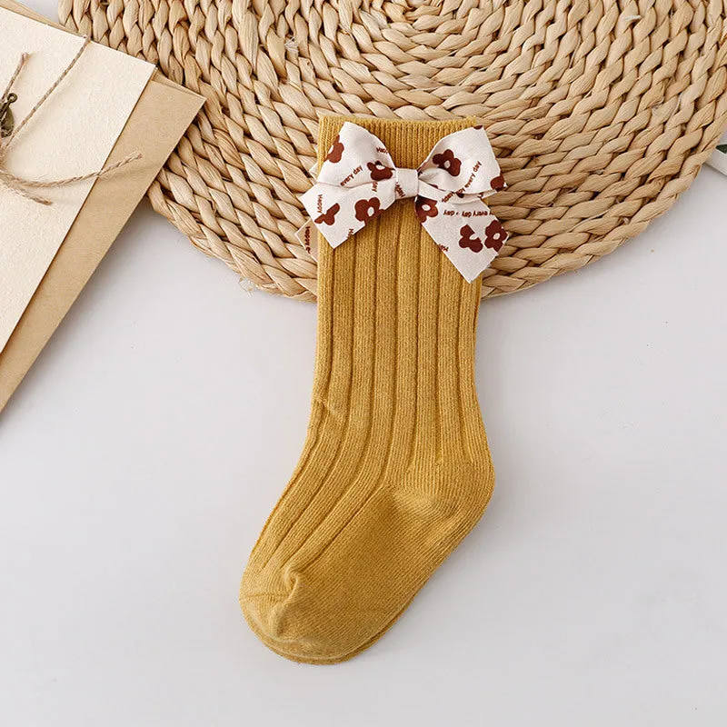 Baby Kid Girls Solid Color Bow Accessories Socks Wholesale 24011143