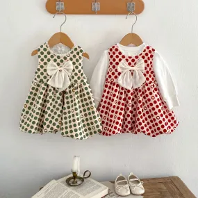 Baby Kid Girls Solid Color Polka dots Bow Tops Dresses Wholesale 230828362