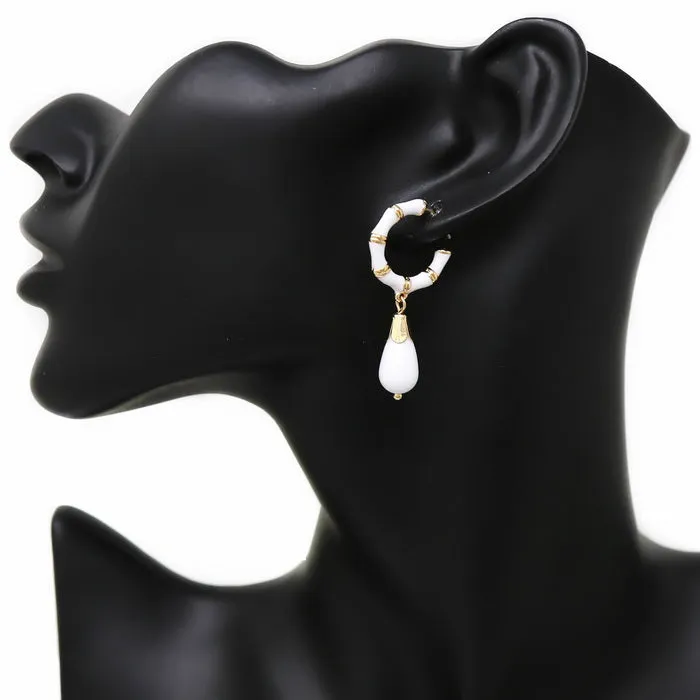 Bamboo Hoop With Teardrop Earrings