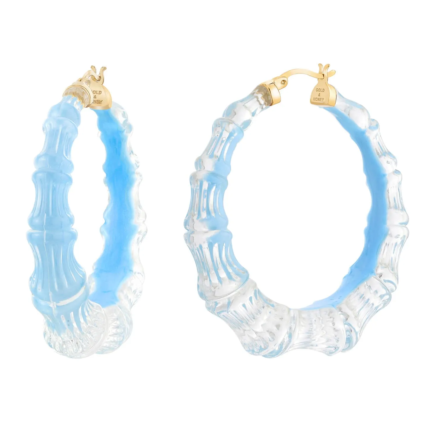 Bamboo Illusion Lucite Hoop Earrings