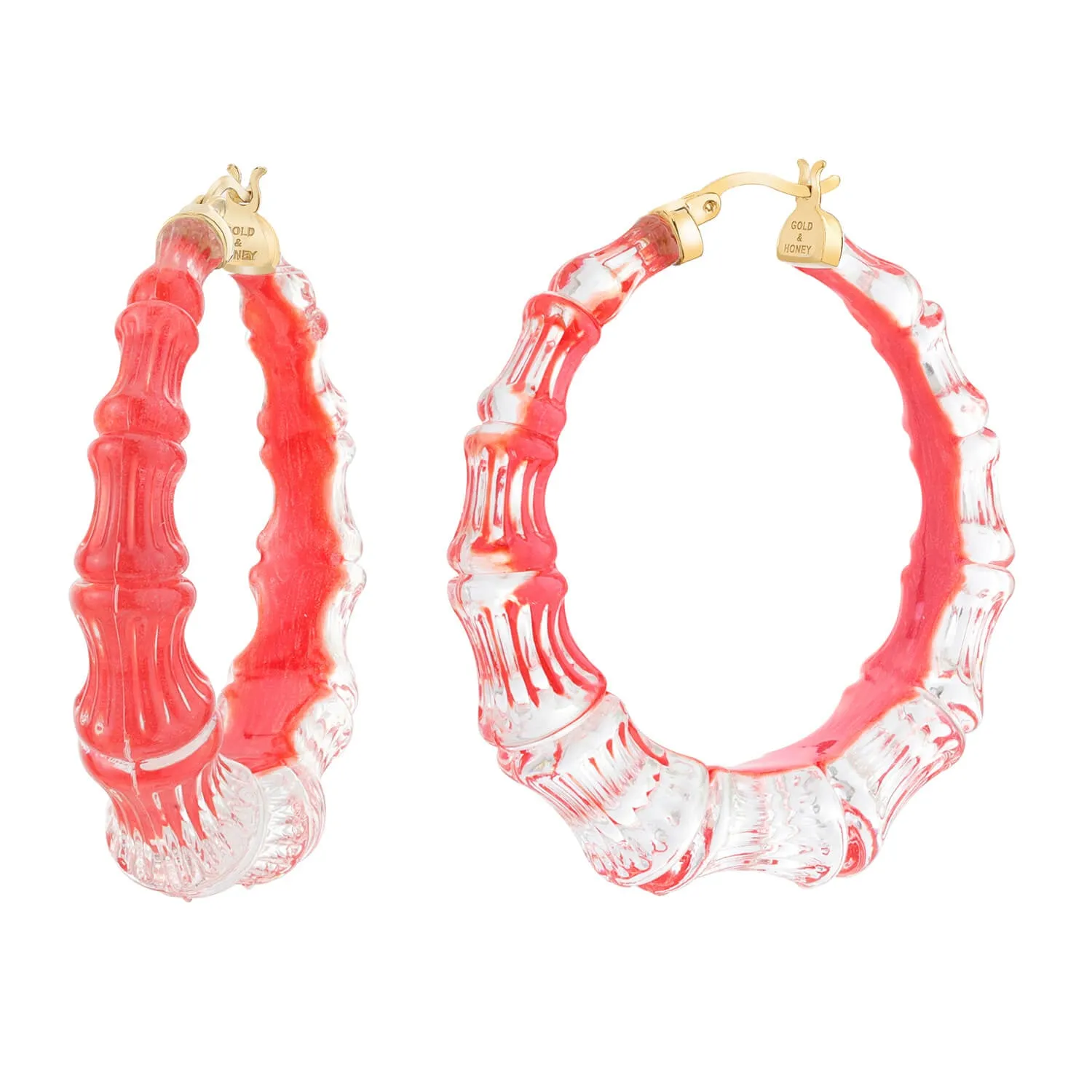 Bamboo Illusion Lucite Hoop Earrings