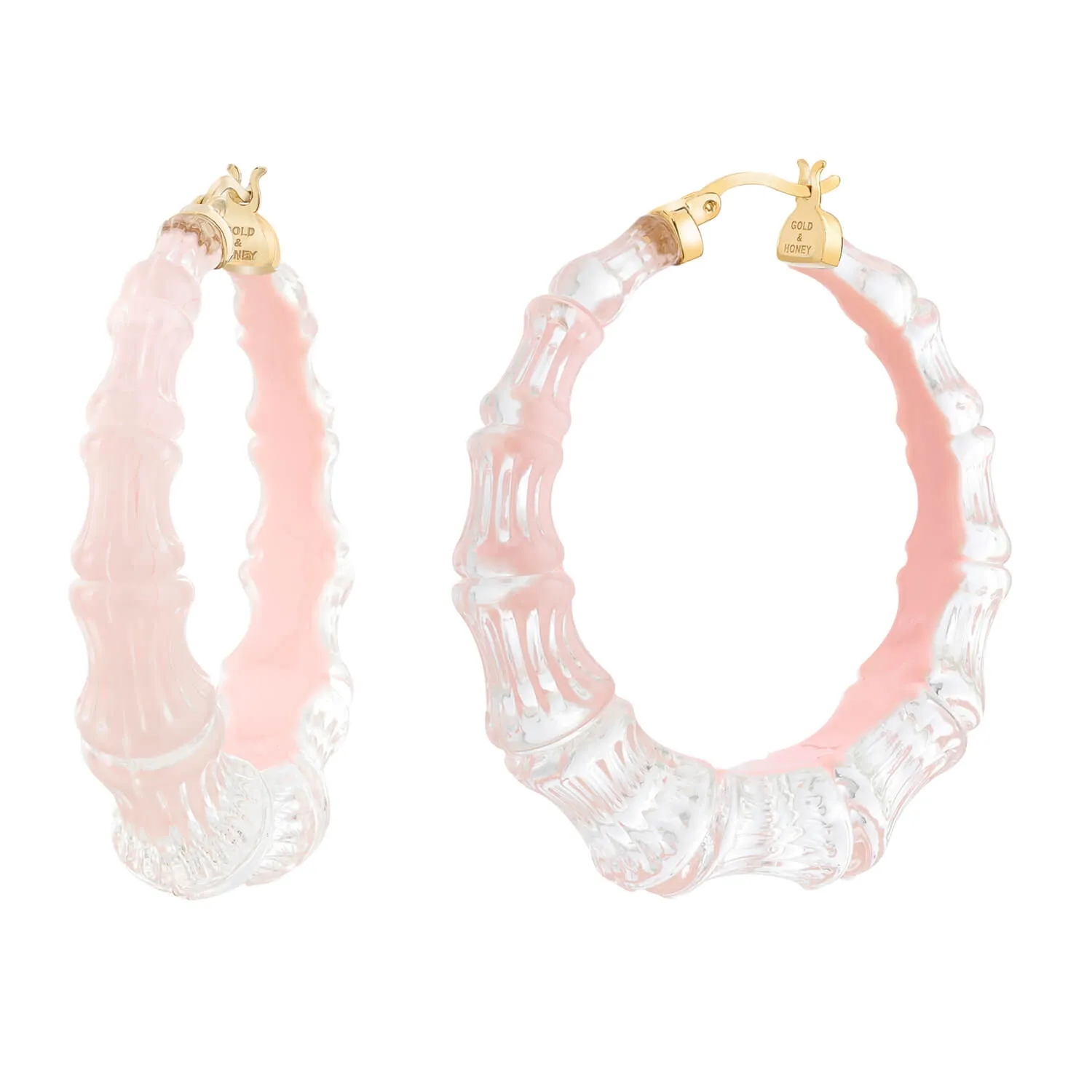 Bamboo Illusion Lucite Hoop Earrings