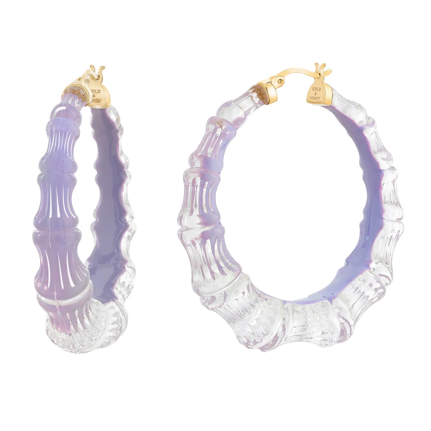 Bamboo Illusion Lucite Hoop Earrings