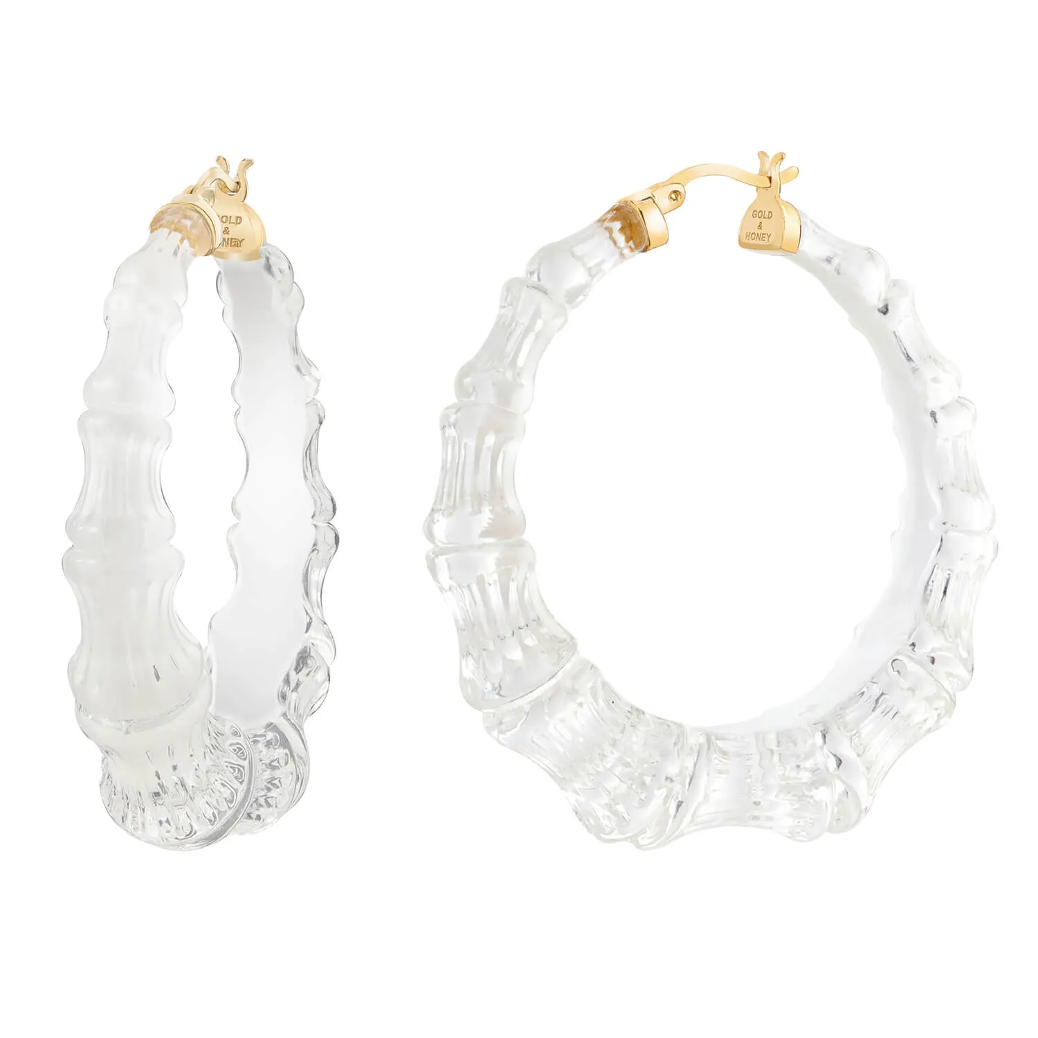 Bamboo Illusion Lucite Hoop Earrings