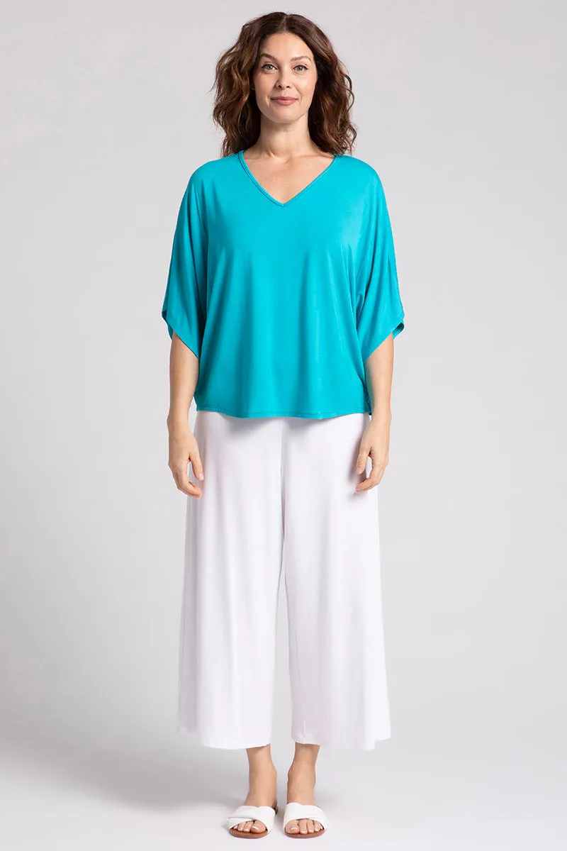 Bamboo V-Neck Dolman Top | Turquoise