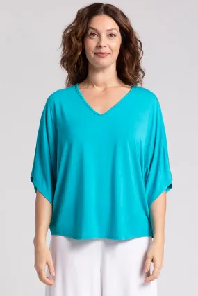 Bamboo V-Neck Dolman Top | Turquoise