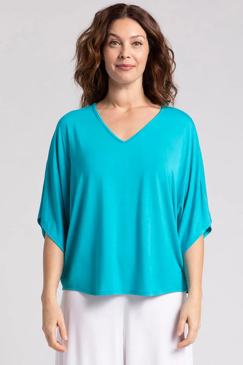 Bamboo V-Neck Dolman Top | Turquoise