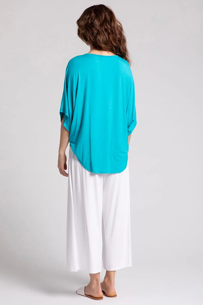 Bamboo V-Neck Dolman Top | Turquoise