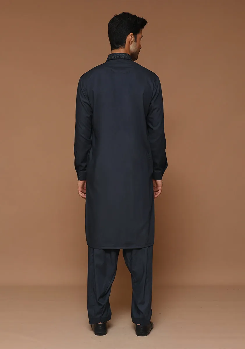 Basic  Poly Viscose Nine Iron Classic Fit Embroidered Suit