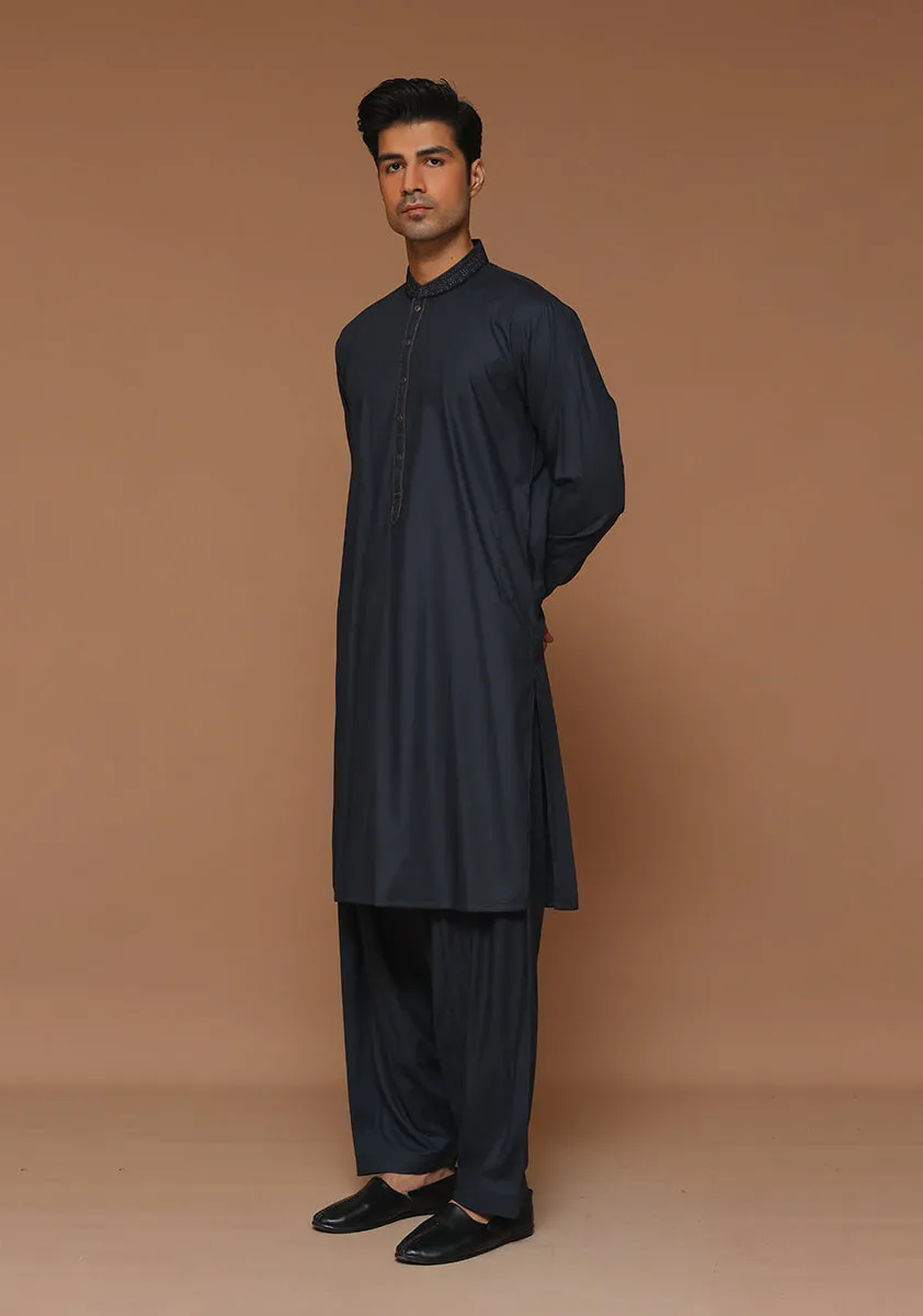 Basic  Poly Viscose Nine Iron Classic Fit Embroidered Suit