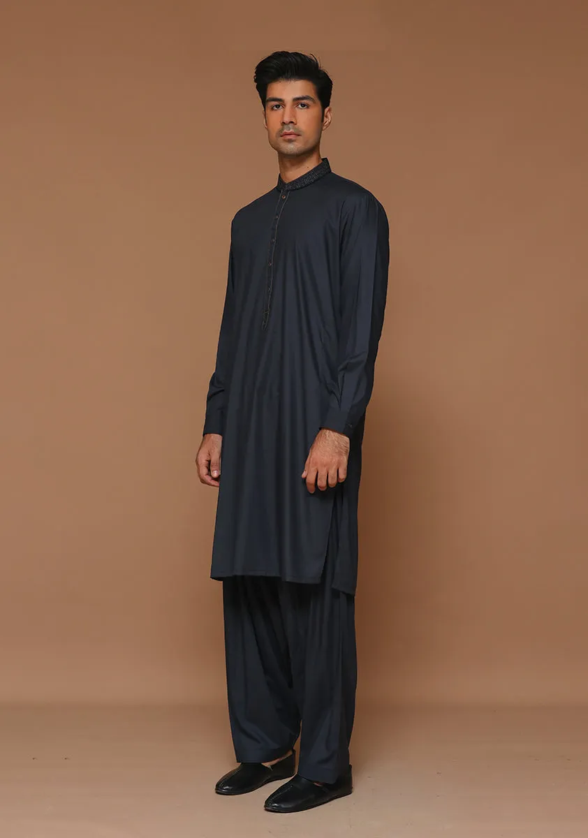 Basic  Poly Viscose Nine Iron Classic Fit Embroidered Suit