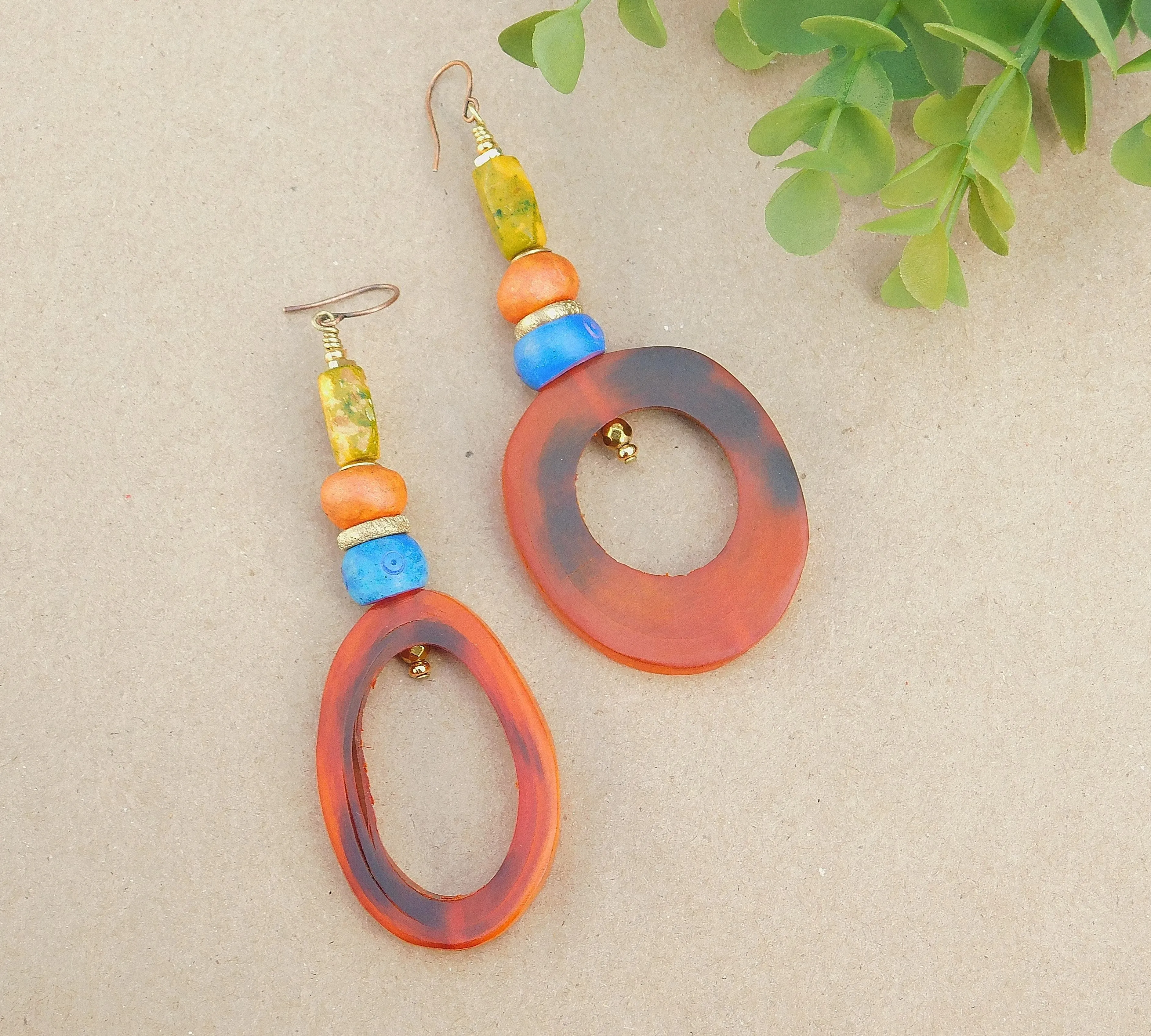 Beautiful Natural Horn Hoop Earrings