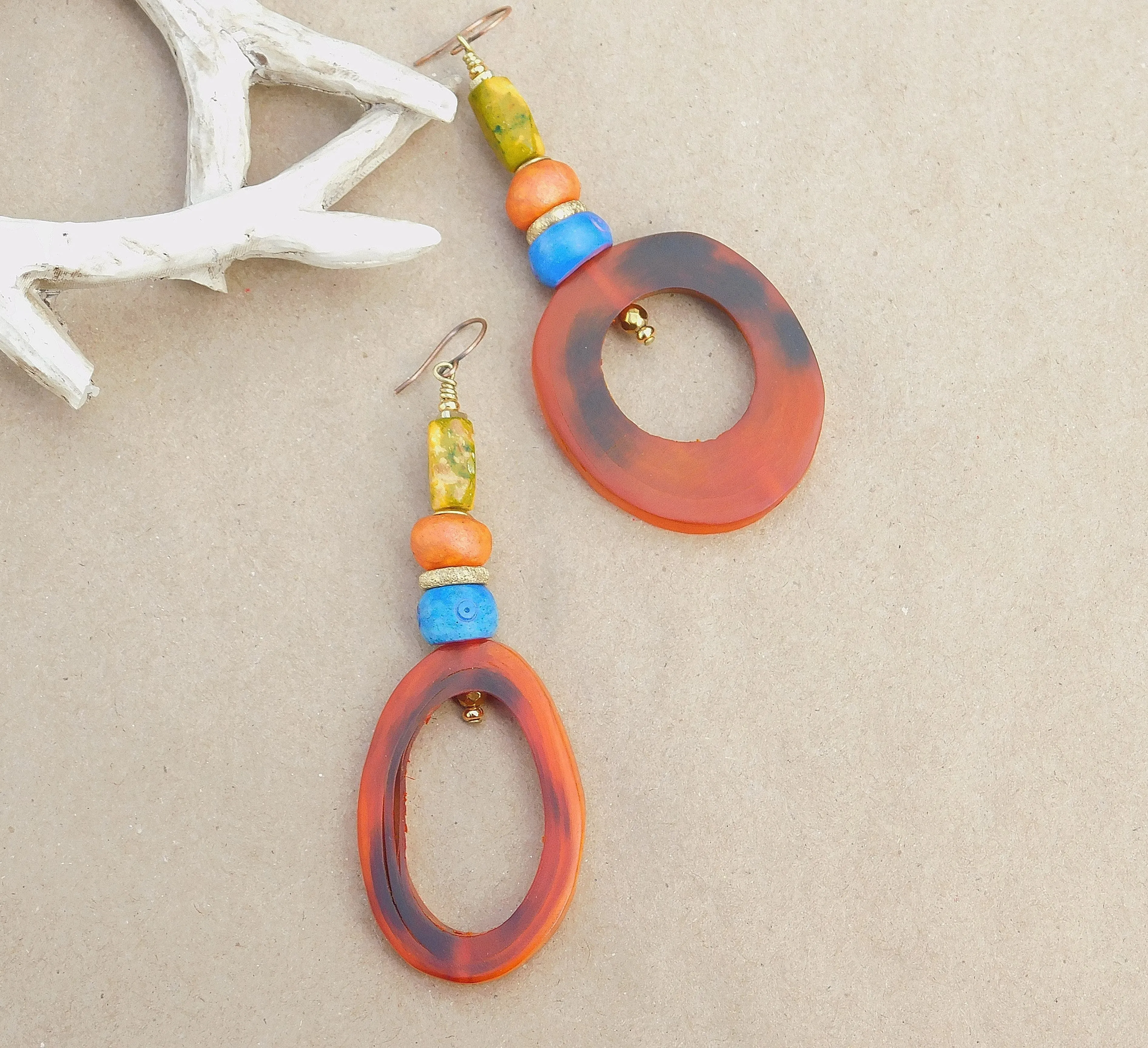 Beautiful Natural Horn Hoop Earrings