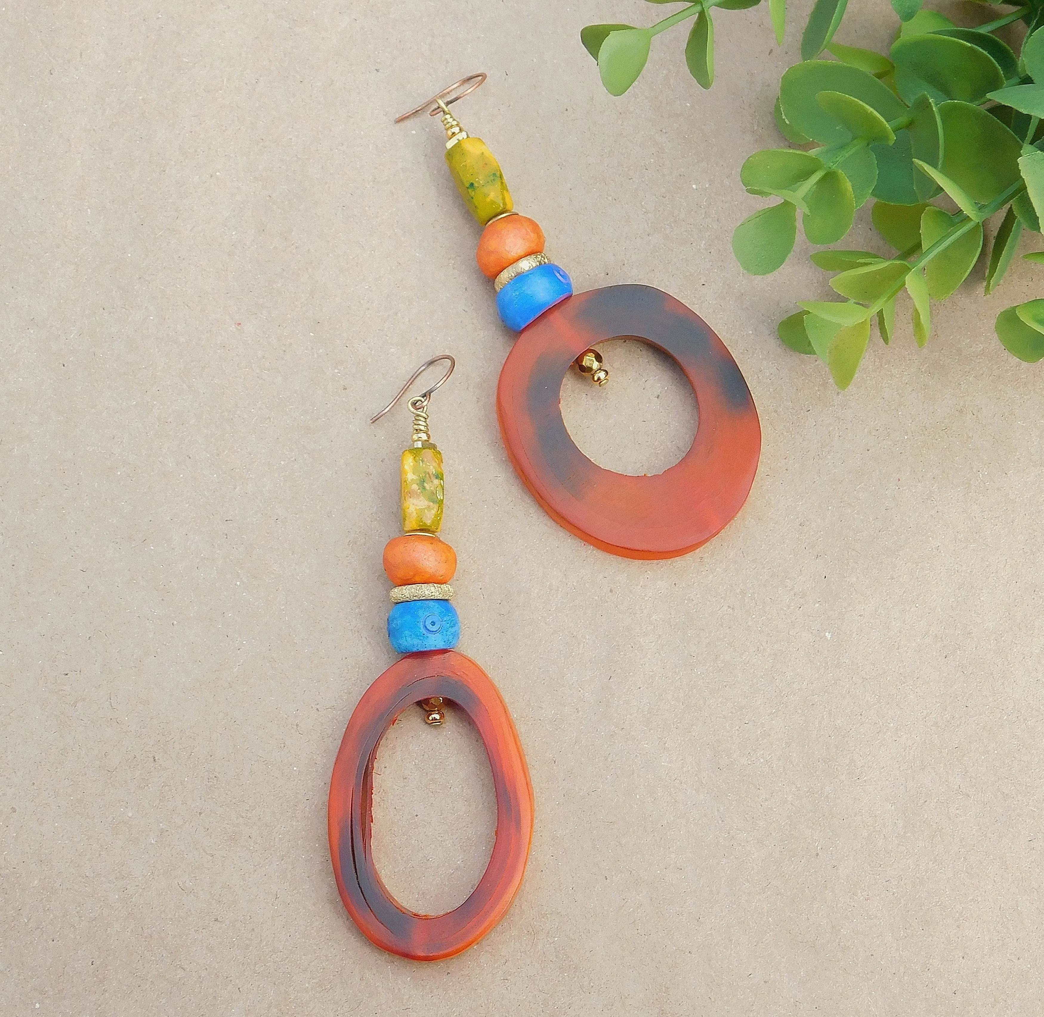 Beautiful Natural Horn Hoop Earrings