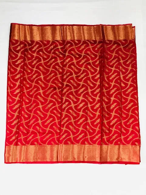 Beautiful Red Colored Silk Cotton Saree With Zari Work For Women